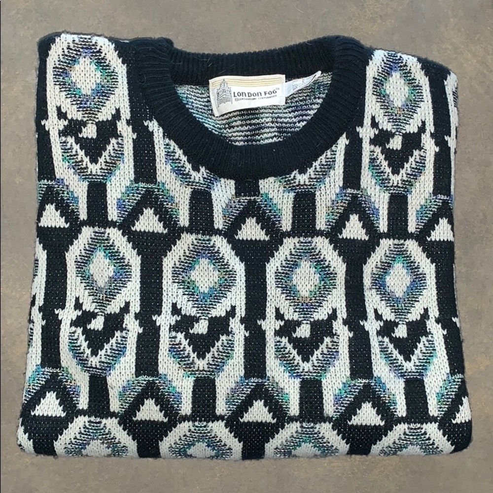 VNTG London Fog Sweater! 80s/90s color pattern!